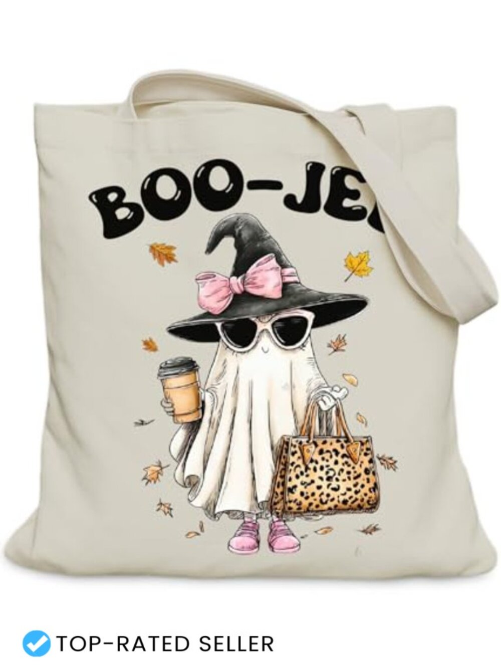 Spooky Ghost Tote Bag with Inner Pocket Halloween Fall Tote